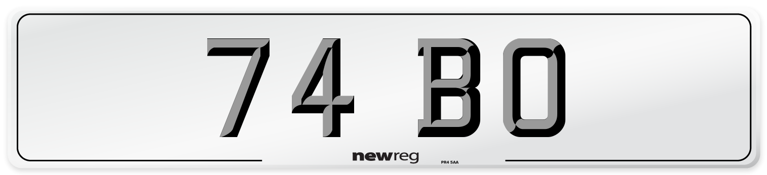 74 BO Number Plate from New Reg